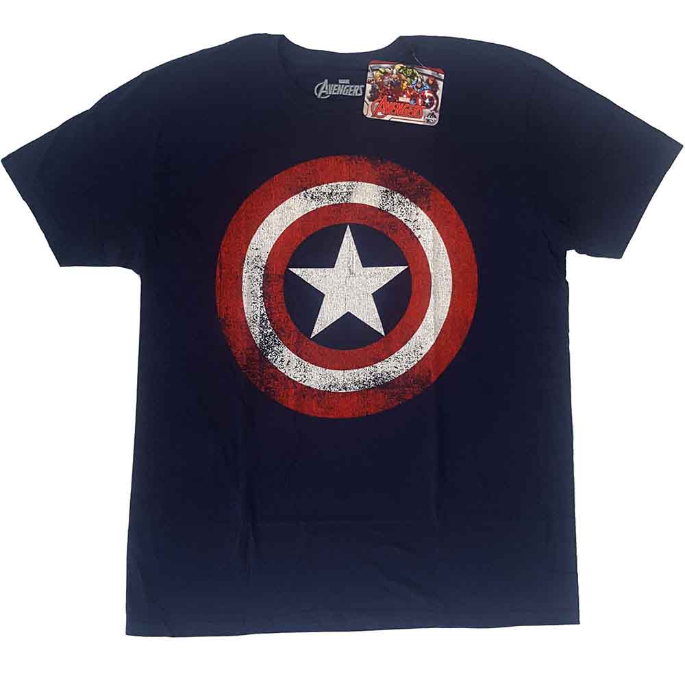 Camiseta con escudo desgastado del Capitán América de Marvel Comics