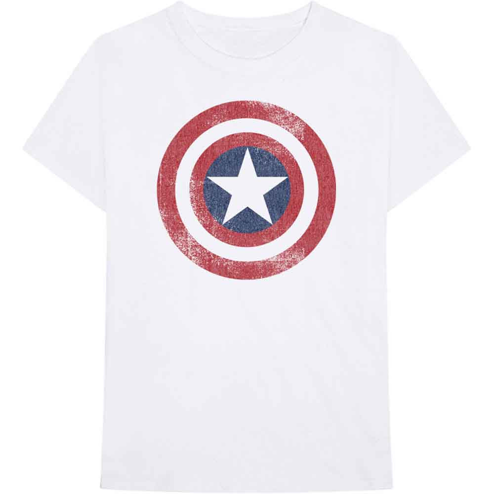 Camiseta con escudo desgastado del Capitán América de Marvel Comics