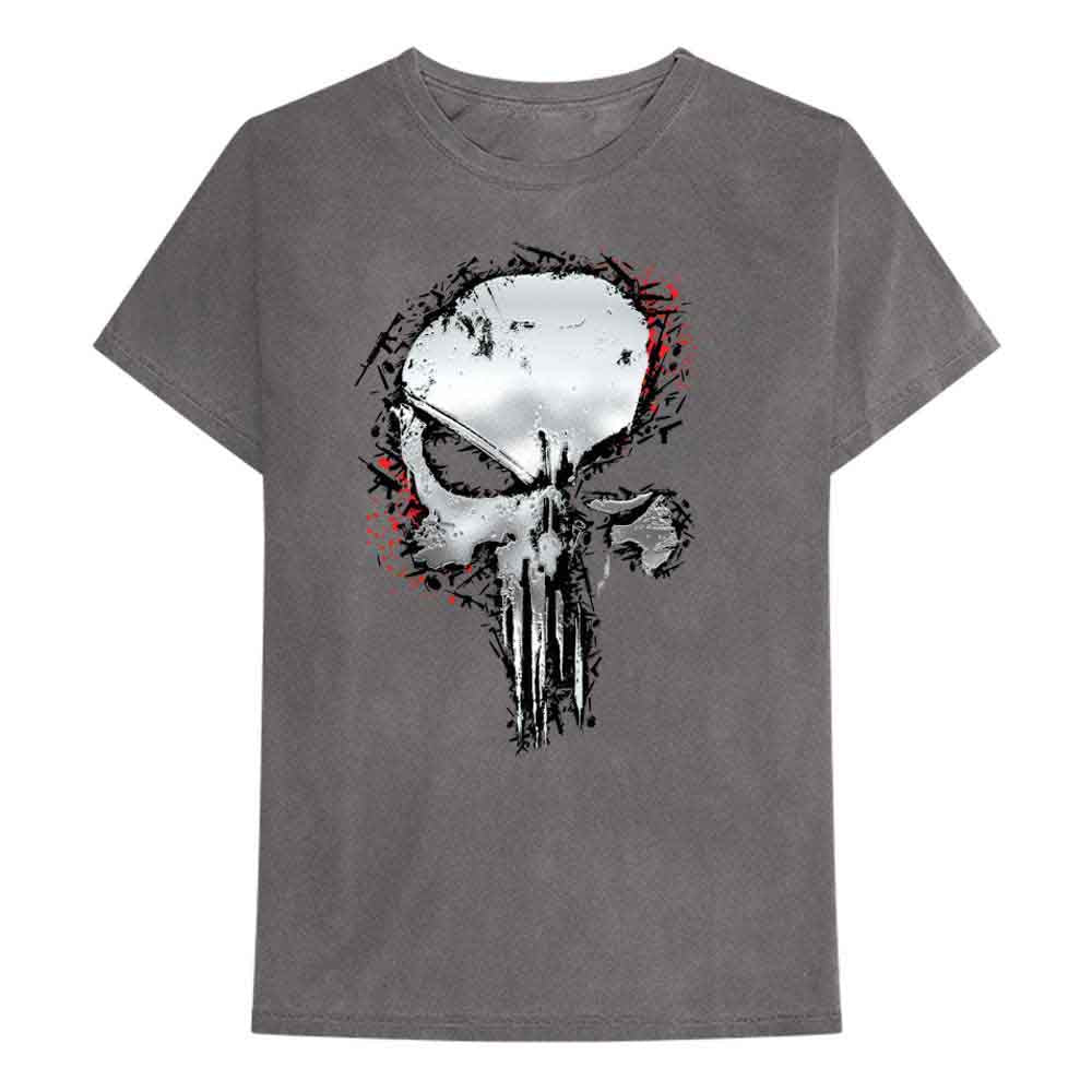 Camiseta de Marvel Comics con calavera metálica de Punisher