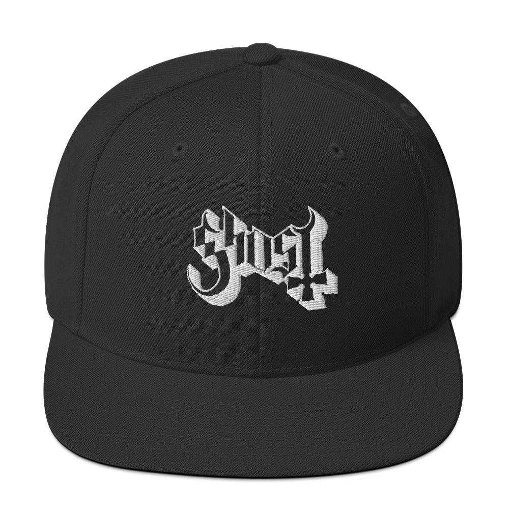 Ghost Classic Logo White Embroidered Snap Back Hat ()