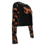 Ghost Patterned Sleeves Women's Mesh Top [Apparel]