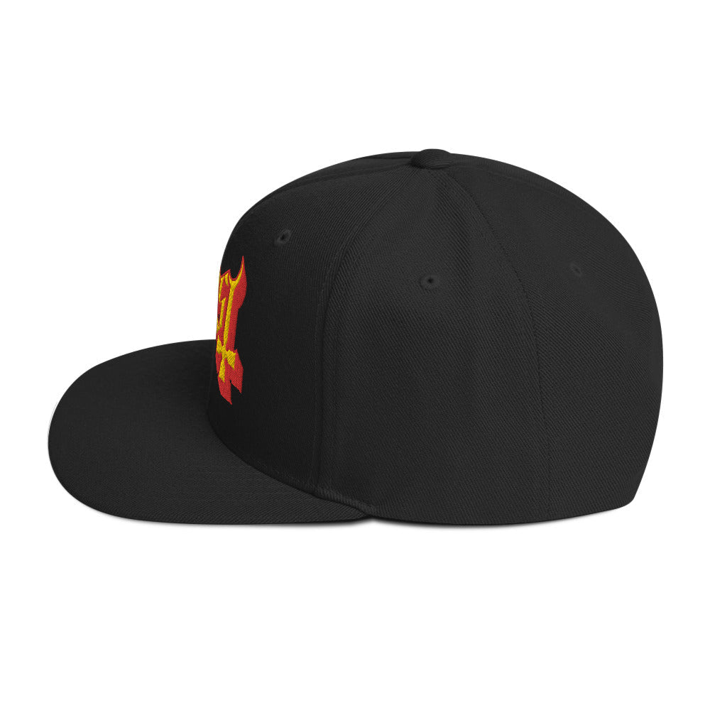 Ghost Yellow Logo Black Embroidered Snap Back Hat ()