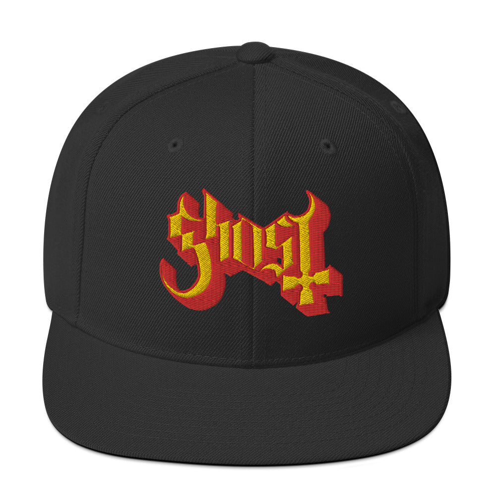 Ghost Yellow Logo Black Embroidered Snap Back Hat ()