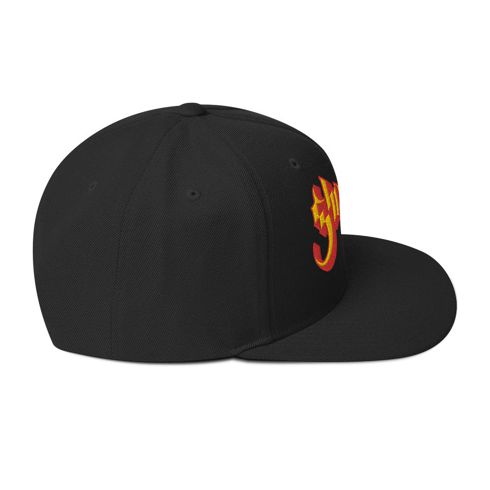 Ghost Yellow Logo Black Embroidered Snap Back Hat ()