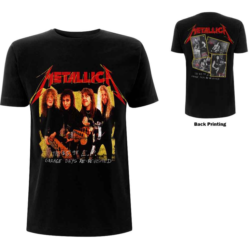 Camiseta amarilla con foto de Metallica Garage