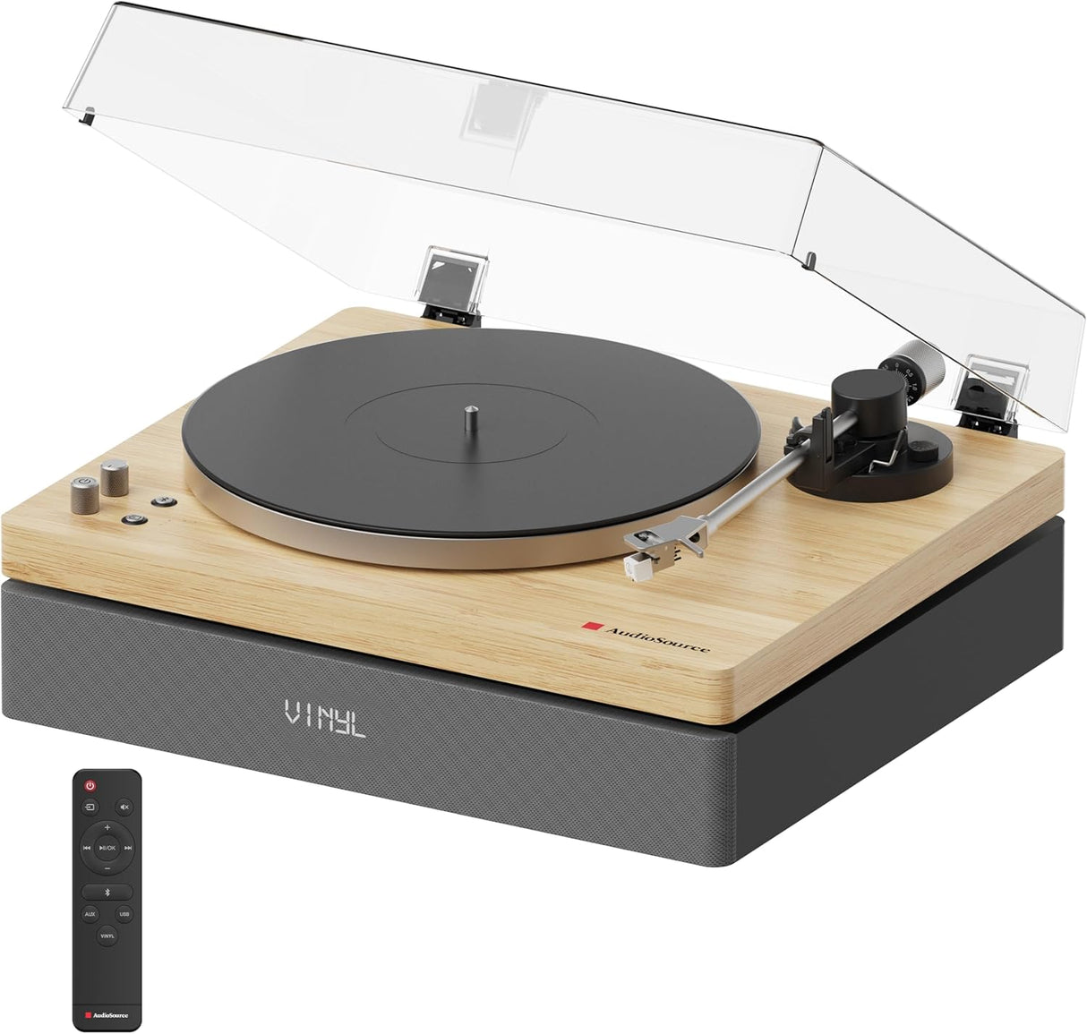Monostereo One Stop - AudioSource Record Player, All-in-one Turntable with 2.1 Channel Built-in Speaker [Turntables]