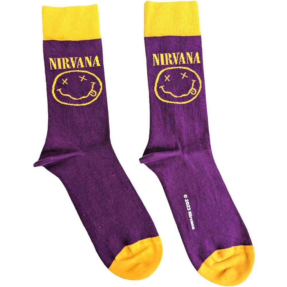 Calcetines con cara feliz amarilla de Nirvana