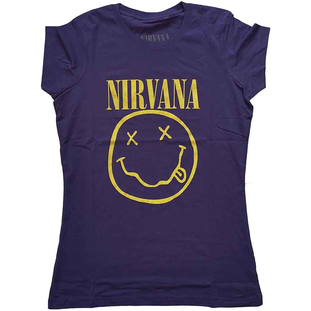 Camiseta de manga corta con cara feliz amarilla de Nirvana