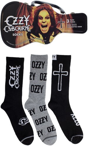 Ozzy Osbourne - Perri's - Ozzy Osbourne - Crew Socks (3 Pack Collector Guitar Shape Tin) (Large Item, Socks, 3 Pack) [Socks]