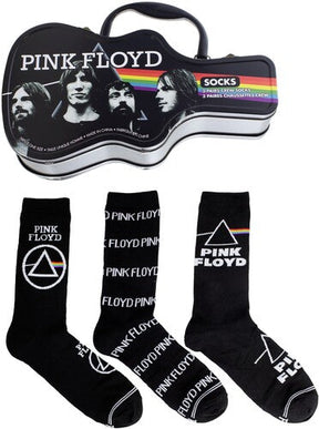 Pink Floyd - Perri's - Pink Floyd - Crew Socks (3 Pack Collector Guitar Shape Tin) (Large Item, Socks, 3 Pack) [Socks]