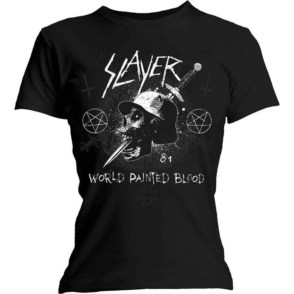 Camiseta de manga corta con calavera y daga de SLAYER