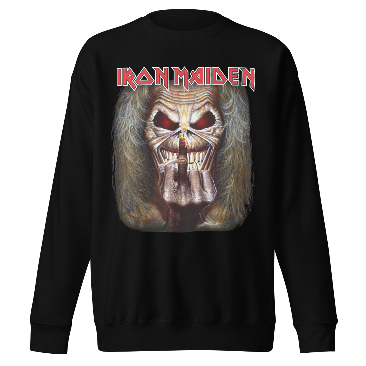 Iron Maiden Candle Finger Jumbo Print Sweatshirt ()