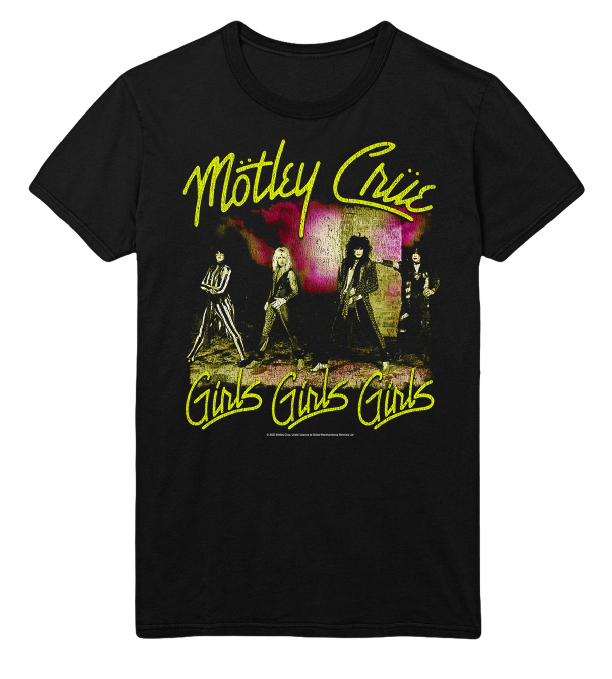 Motley Crue Yellow Girls Jumbo Print T-Shirt ()