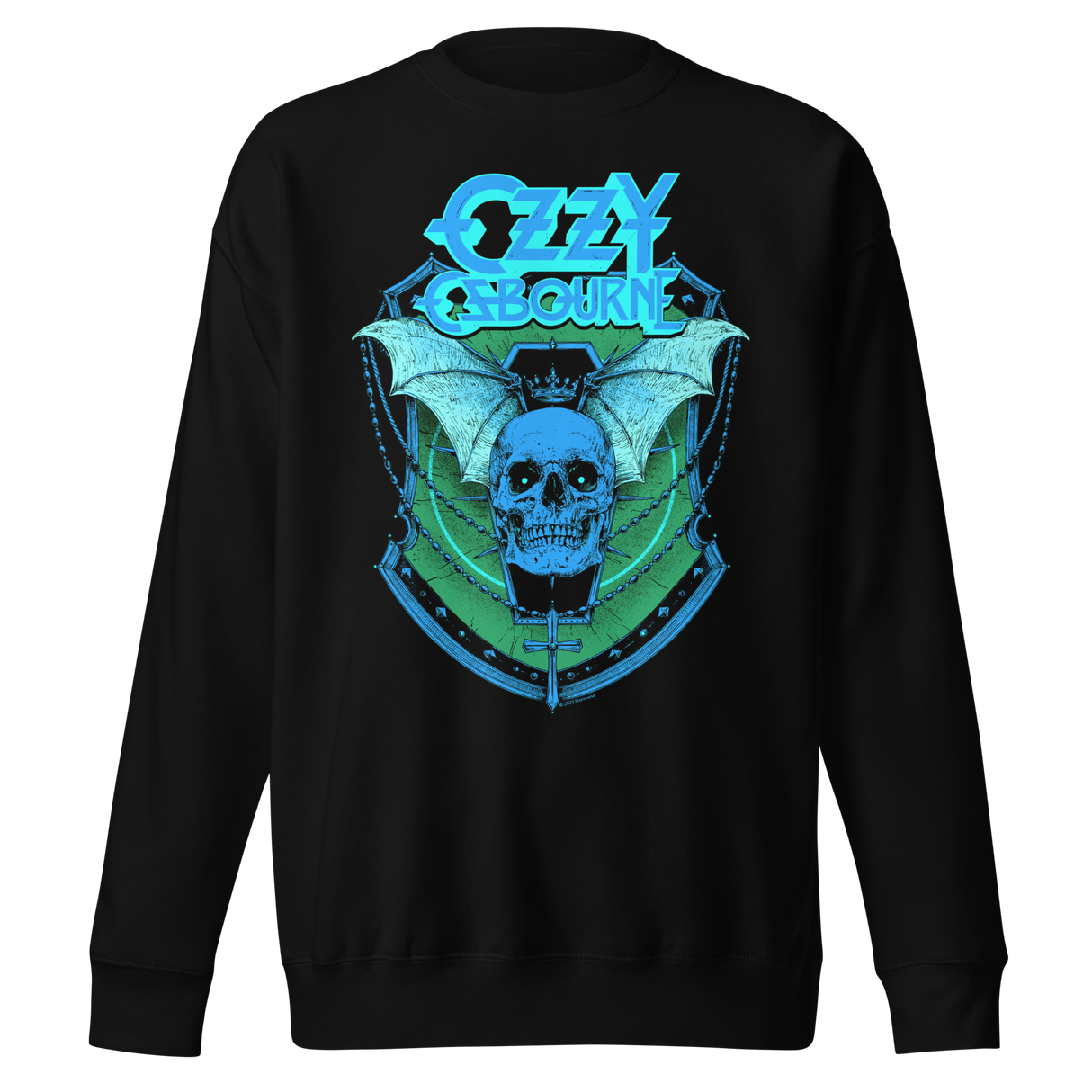 Ozzy Osbourne Neon Blue Bat Jumbo Print Sweatshirt ()