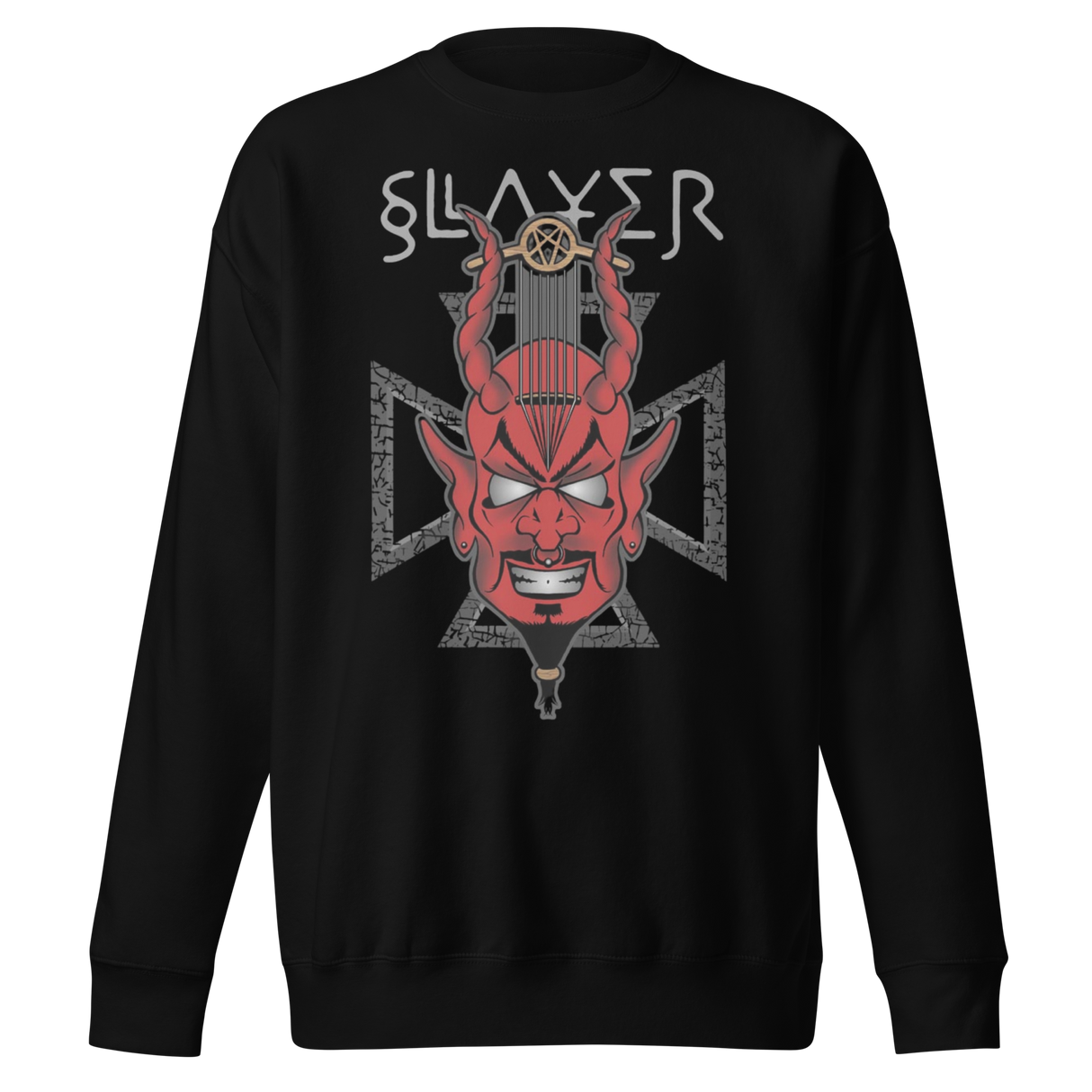 MERCHMOMENT Slayer Devil's Horns Vintage Jumbo Print Sweatshirt [Apparel]