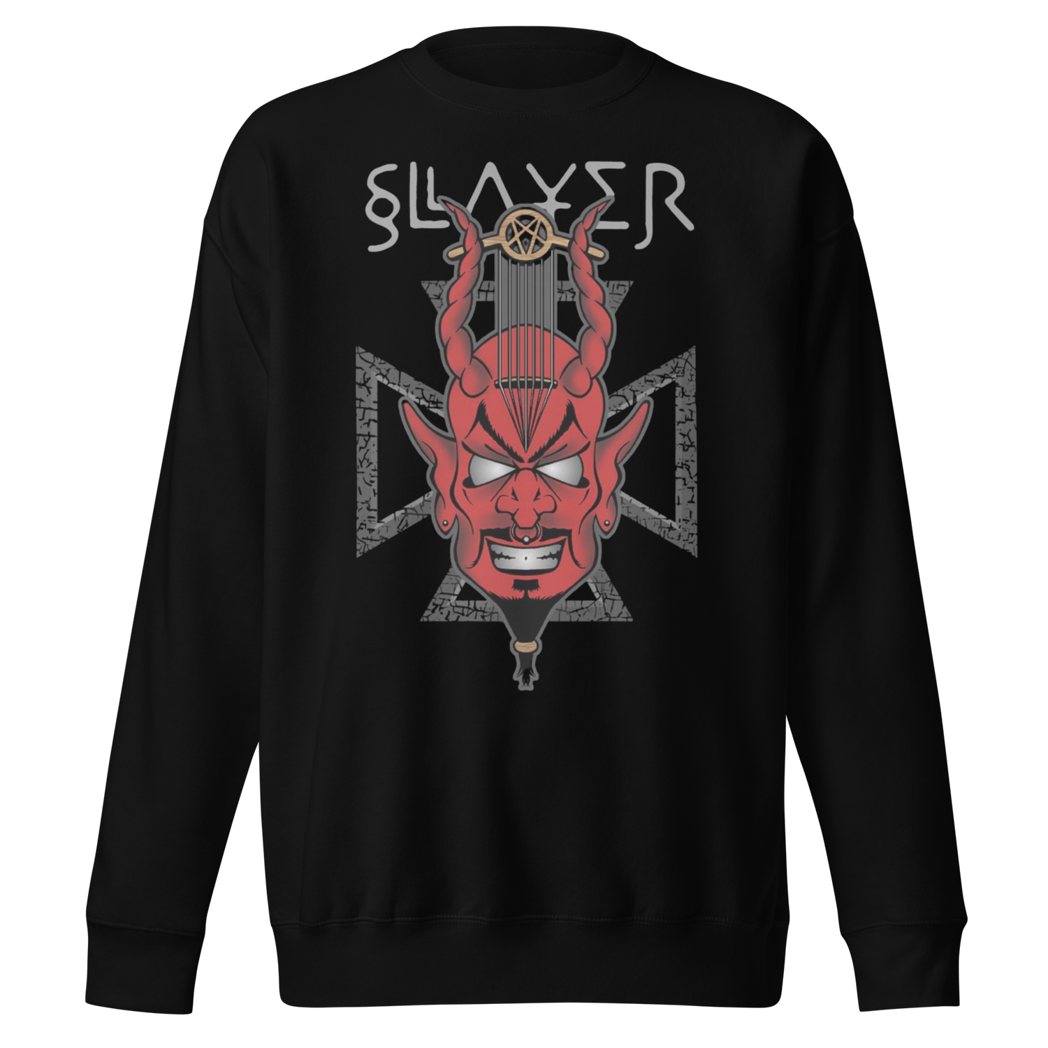 MERCHMOMENT Slayer Devil's Horns Vintage Jumbo Print Sweatshirt [Apparel]