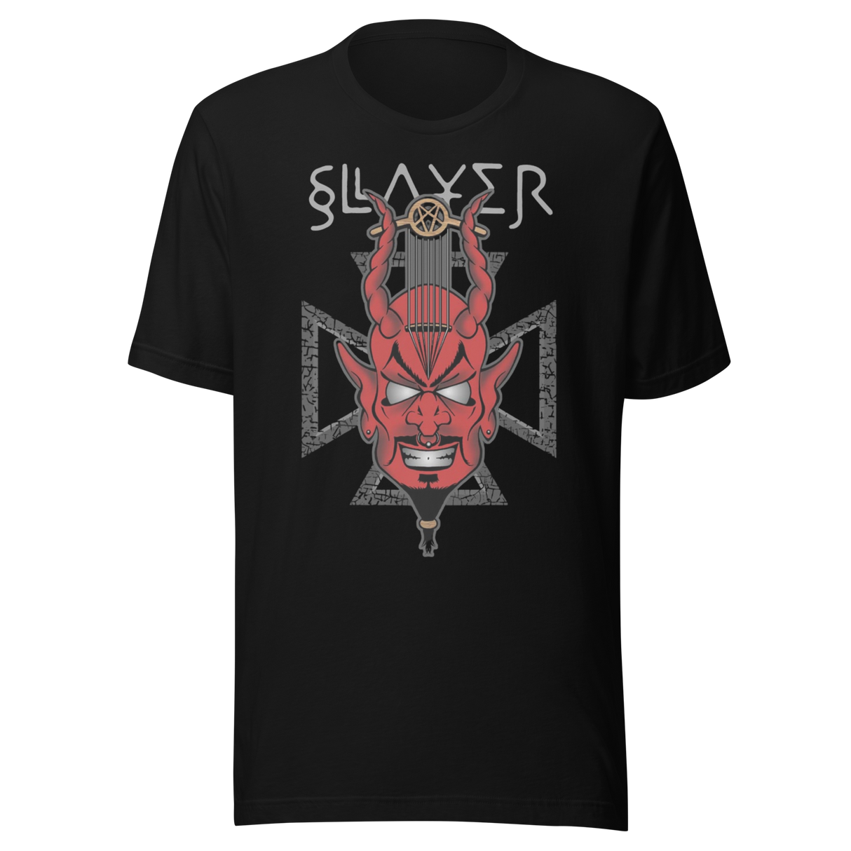 MERCHMOMENT Slayer Devil's Horns Vintage Jumbo Print T-Shirt [Apparel]