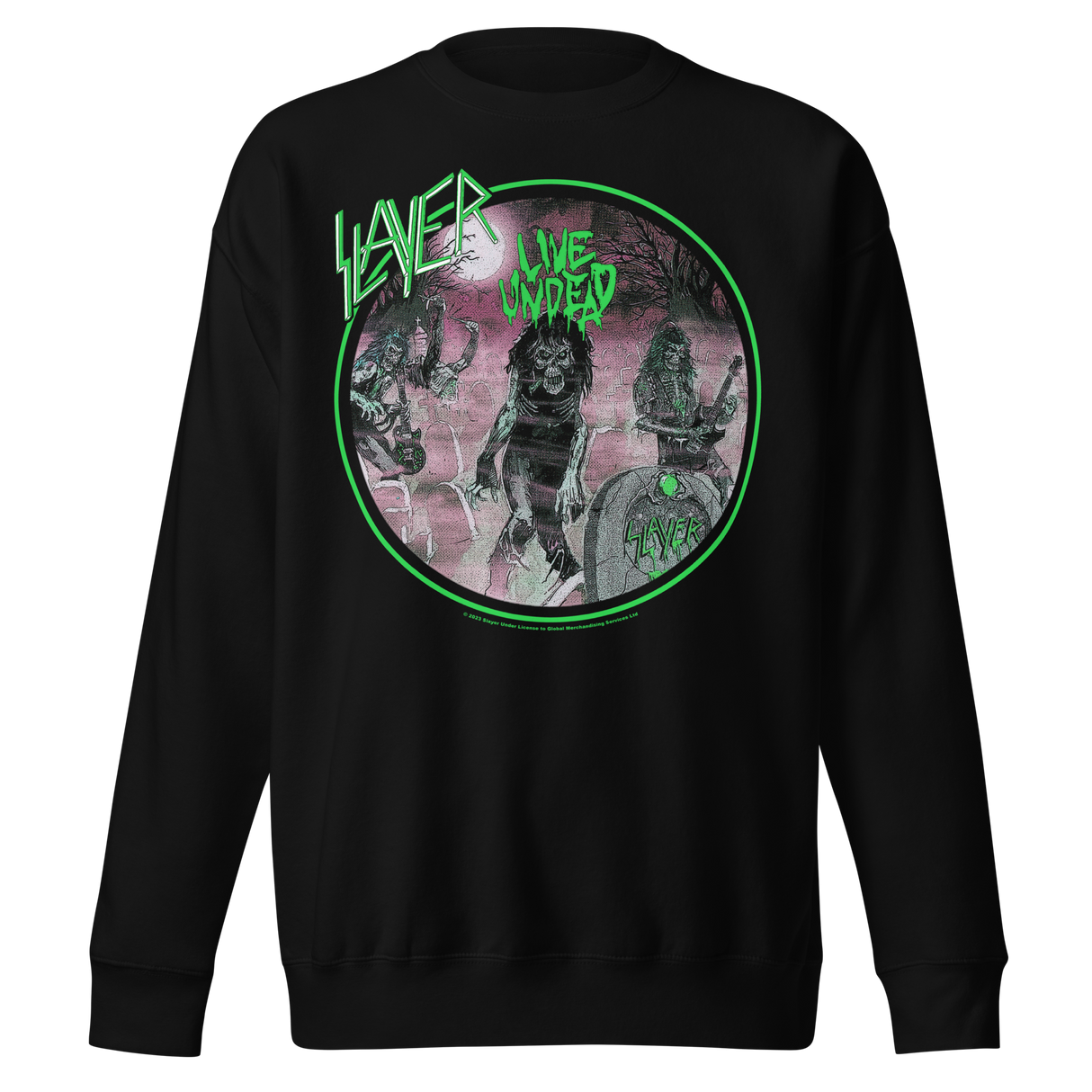 Slayer Neon Green Undead Jumbo Print Sweatshirt ()