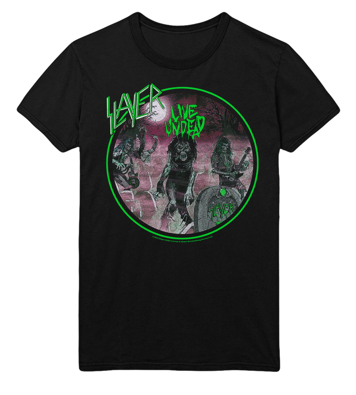 Slayer Neon Green Undead Jumbo Print T-Shirt ()