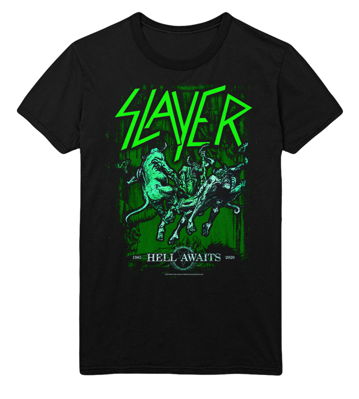 MERCHMOMENT Slayer Neon Hell Awaits Jumbo Print T-Shirt [Apparel]