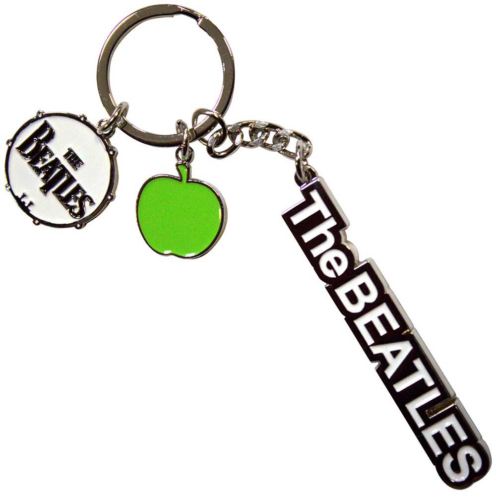 The Beatles Text Logo Drop T Drum & Apple Charms [Keychain]