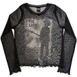 The Cure - Boys Don't Cry B&W Ladies Long Sleeve Mesh Crop Top (Black) [Apparel]
