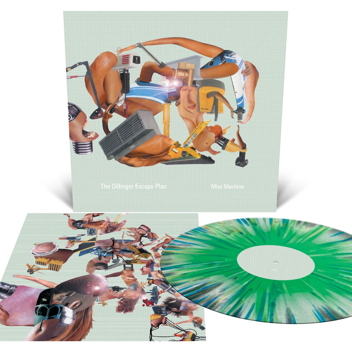 Miss Machine (Mint Green, White and Metallic Silver Tri Color Merge with Mustard, Cyan Blue and White Splatter) (Vinyl)