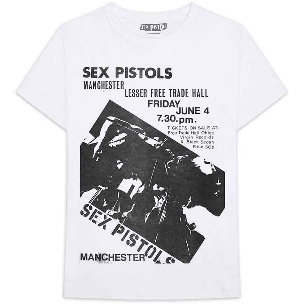 Camiseta de los Sex Pistols Manchester Flyer