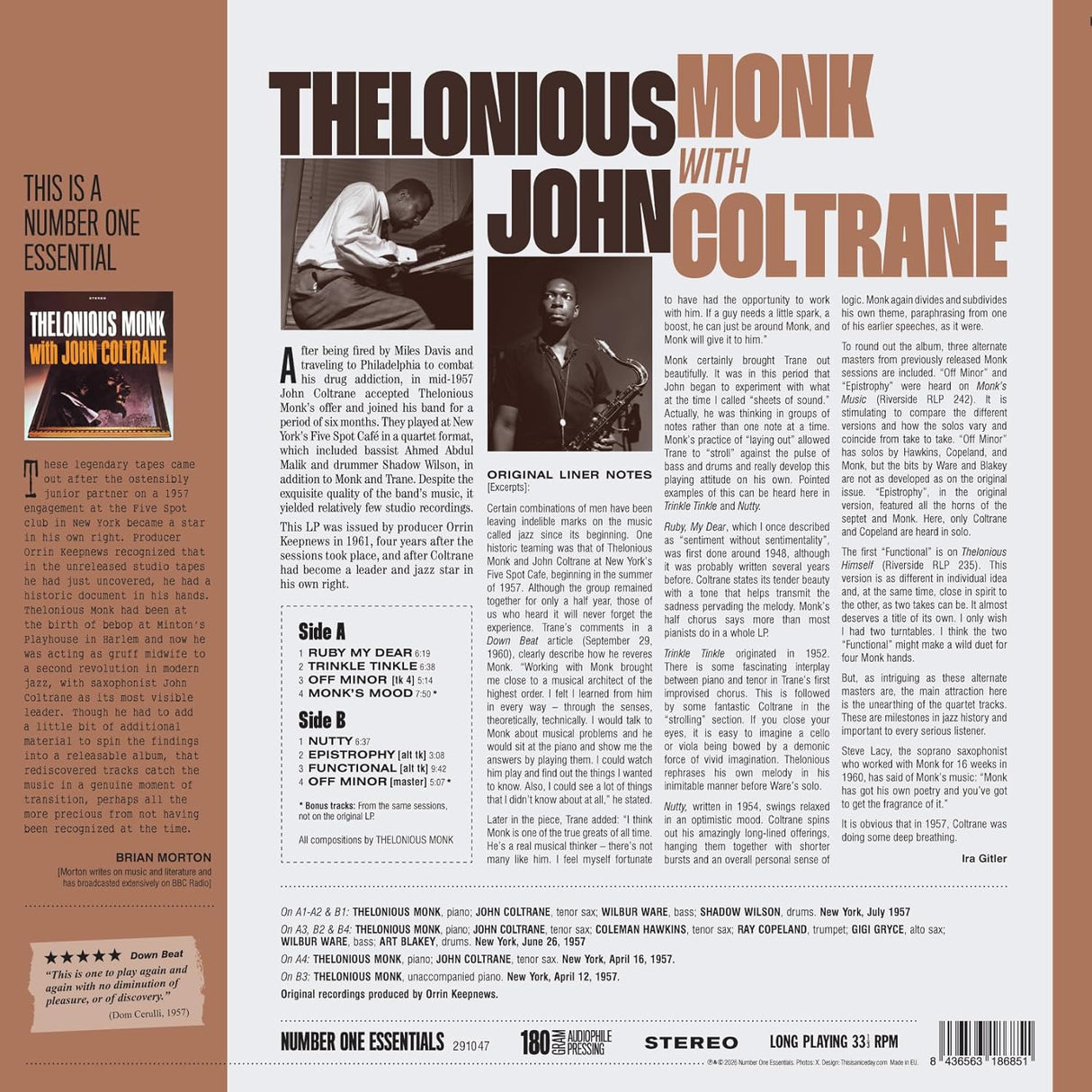 Thelonious Monk With John Coltrane (Limited Edition, 180 Gram Vinyl with Bonus Tracks) [Import] [Vinyl]