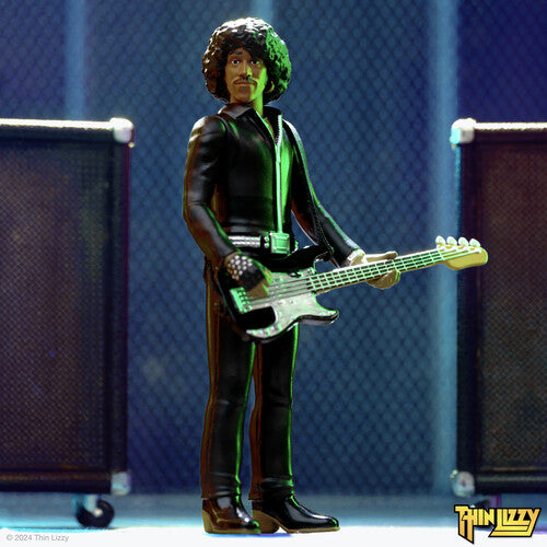 Thin Lizzy Super7 - Figuras de reacción de Thin Lizzy - Phil Lynott (cuero negro) (objeto de colección, figura, figura de acción) [Música]