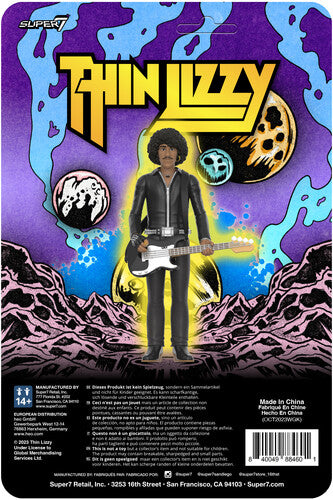 Thin Lizzy Super7 - Figuras de reacción de Thin Lizzy - Phil Lynott (cuero negro) (objeto de colección, figura, figura de acción) [Música]