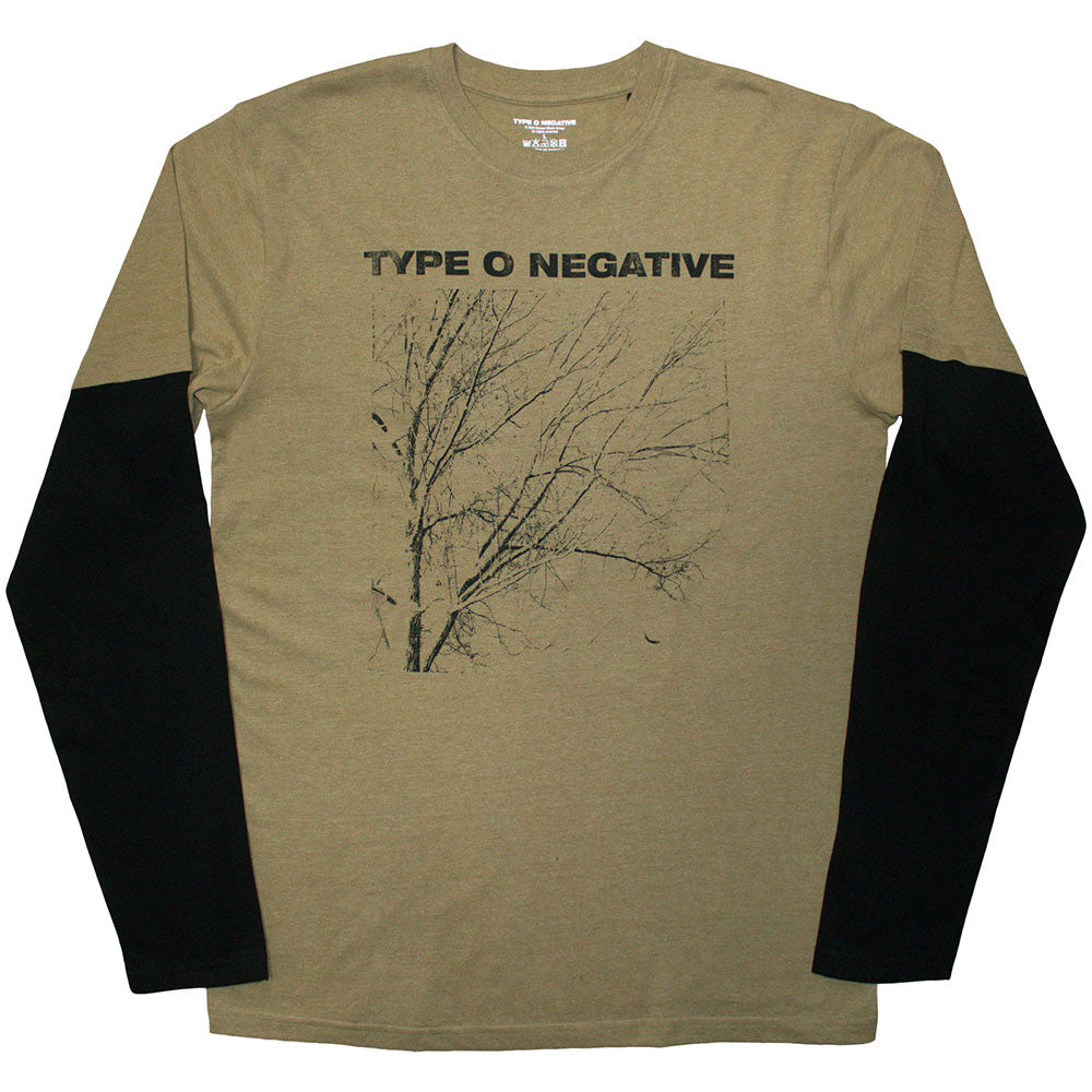 Type O Negative - Layered Long Sleeve T-Shirt: Tree – Black & Green (Back Print) [Apparel]