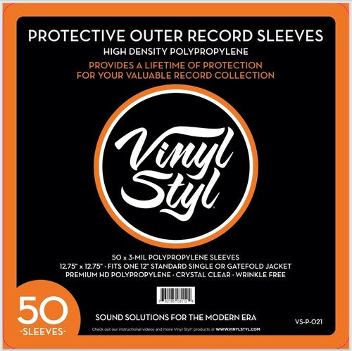 Vinyl Styl® 12 Inch Vinyl Record Outer Sleeve Polypropylene 50 Count (Crystal Clear) [Sleeves]