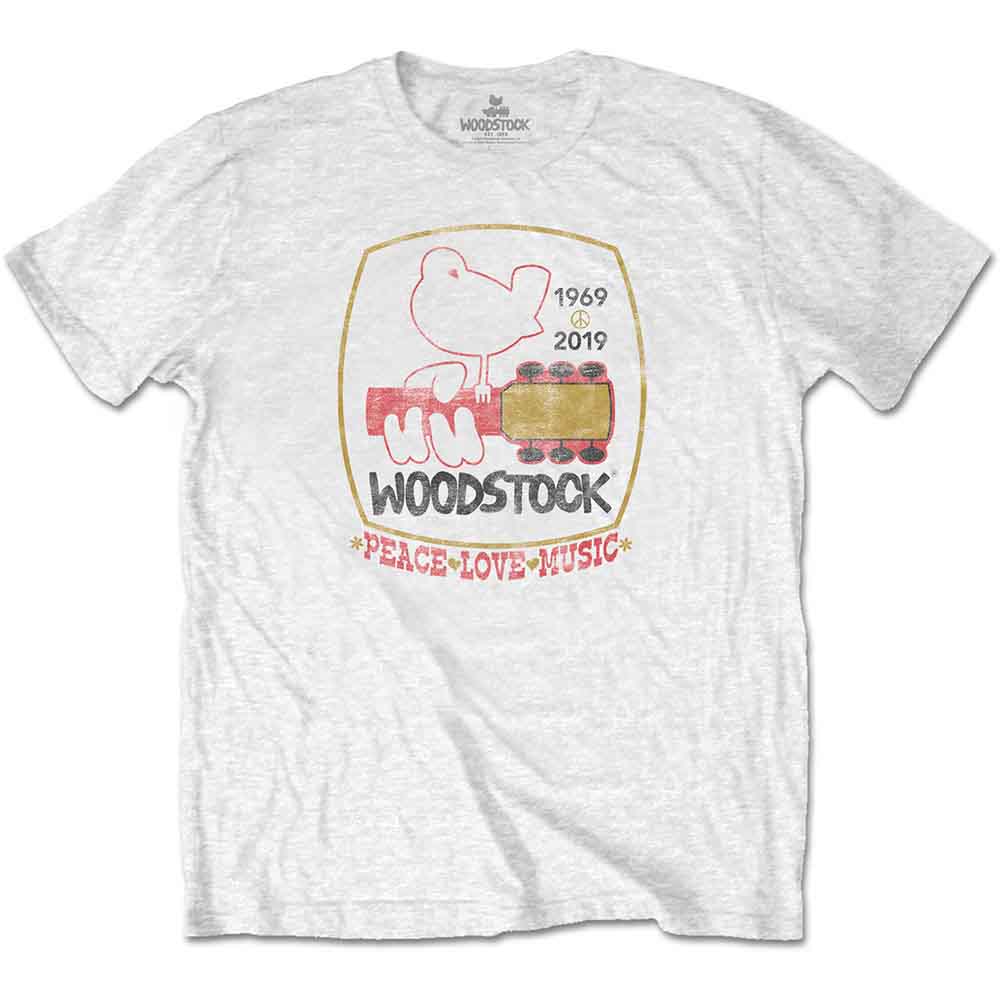 Camiseta de Woodstock con música, paz y amor