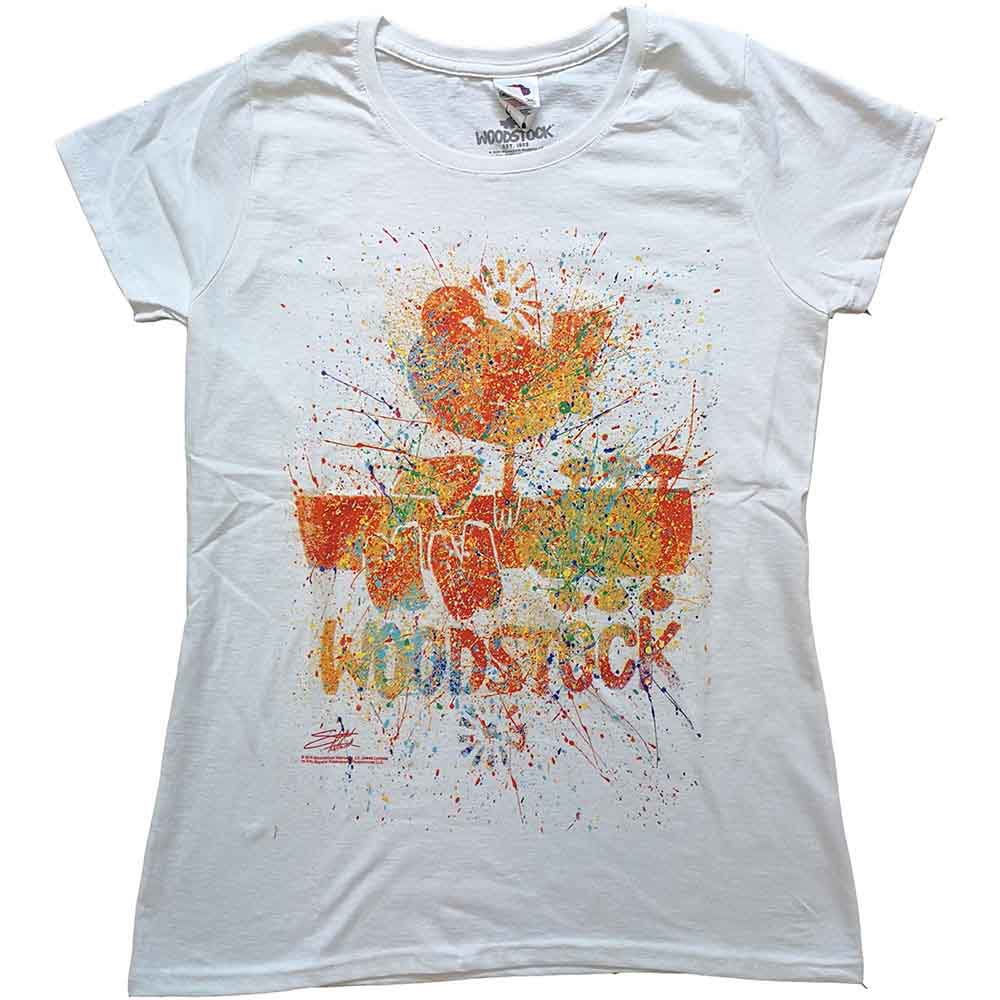 Camiseta de manga corta con salpicaduras de Woodstock